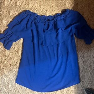 Royal blue off the shoulder shirt